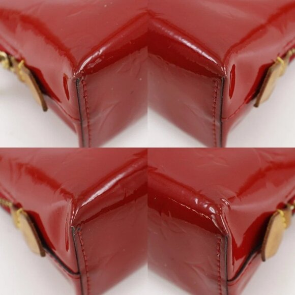 LOUIS VUITTON Pochette Cosmetic Pouch M90009 Rose Andian Red Monogram Vern... - Picture 4 of 12